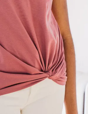 SITA twist front tee in Sunset Pink