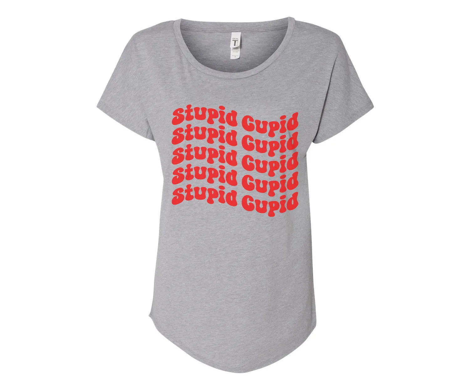 Stupid Cupid Ladies Tee Shirt - In Grey & White