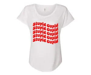 Stupid Cupid Ladies Tee Shirt - In Grey & White