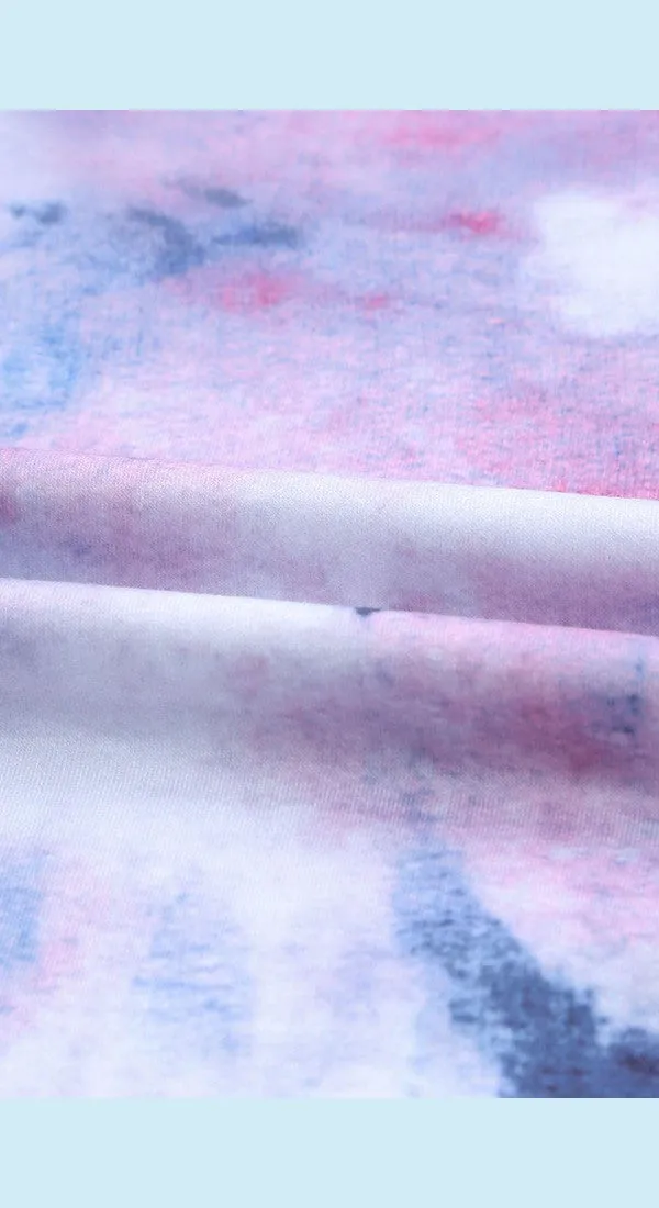 Tie-Dye Drawstring Detail Hoodie with Kangaroo Pocket