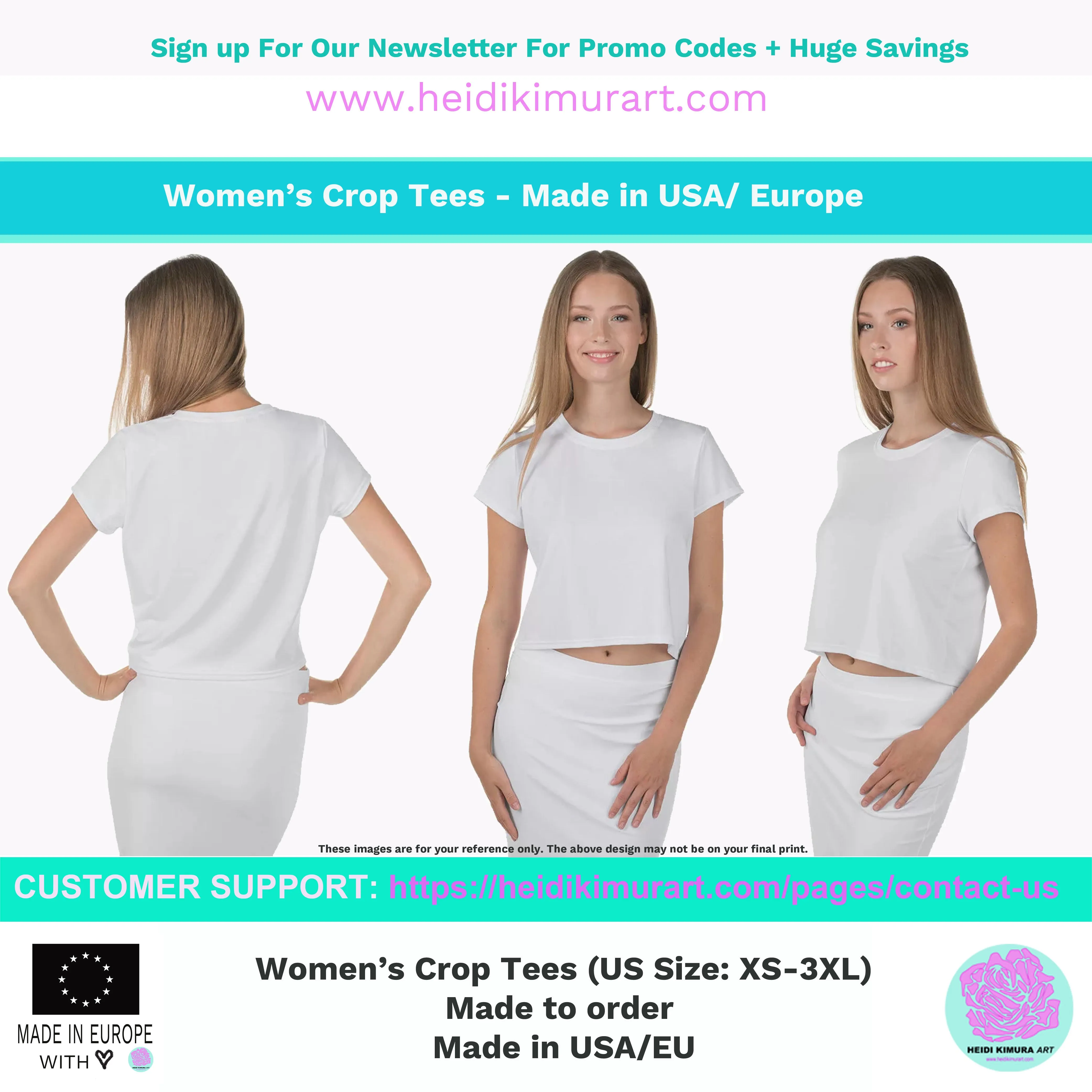 White Star Pattern Crop Tee, Star Print Women's Crop Short Best  T-Shirt-Made in USA/EU