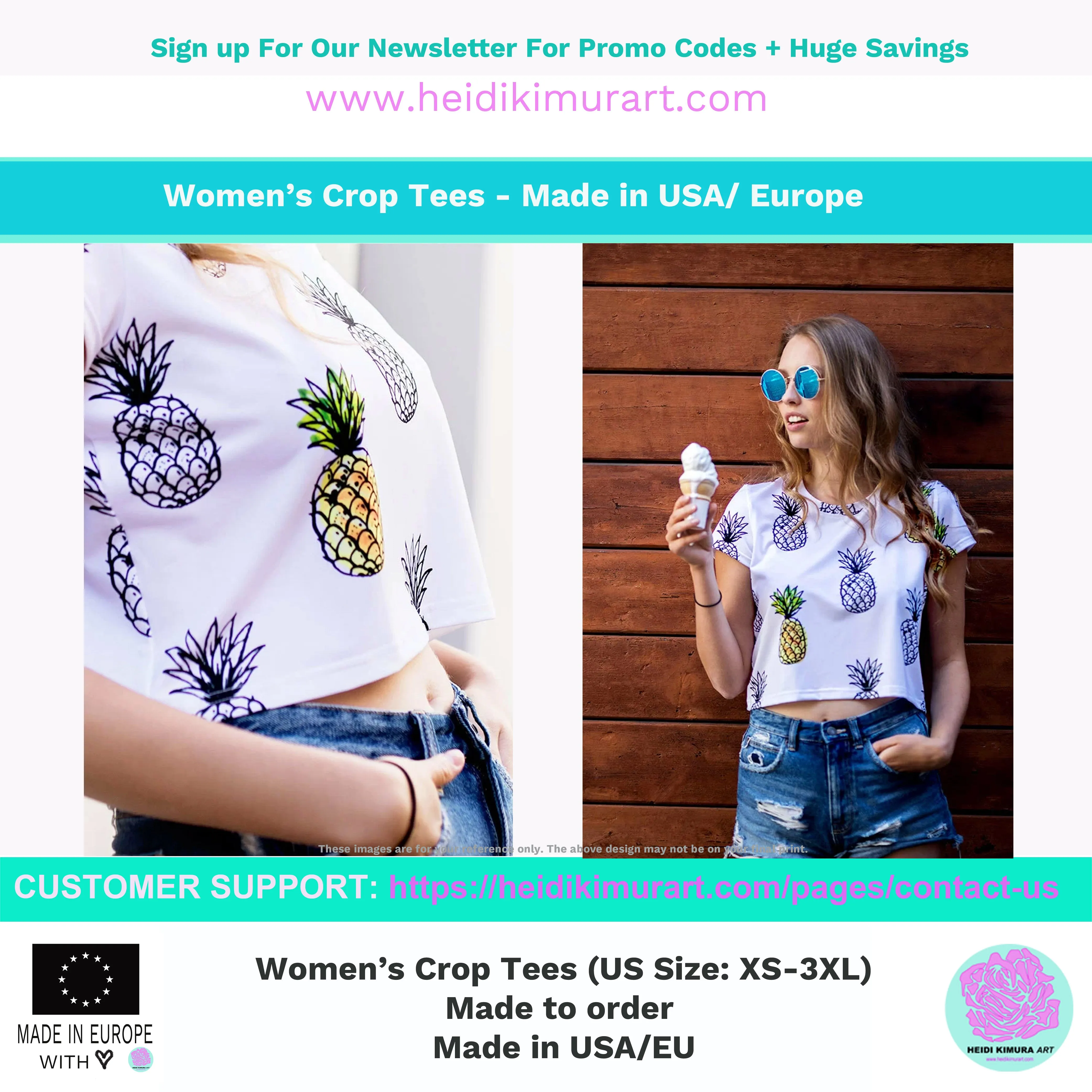 White Star Pattern Crop Tee, Star Print Women's Crop Short Best  T-Shirt-Made in USA/EU