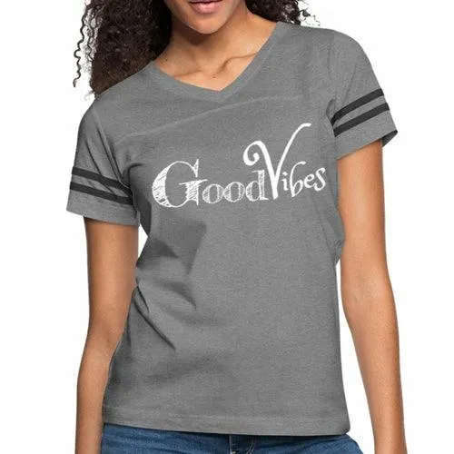 Womens Graphic Vintage Tee, Good Vibes Sport T-shirt