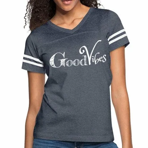Womens Graphic Vintage Tee, Good Vibes Sport T-shirt