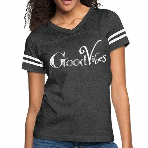 Womens Graphic Vintage Tee, Good Vibes Sport T-shirt