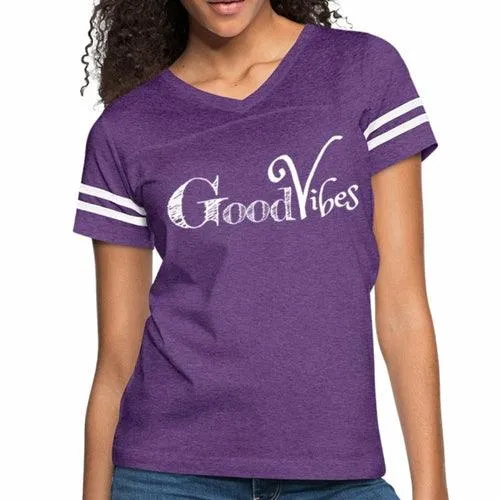 Womens Graphic Vintage Tee, Good Vibes Sport T-shirt