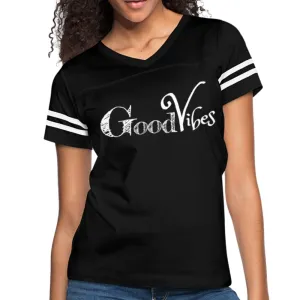 Womens Graphic Vintage Tee, Good Vibes Sport T-shirt