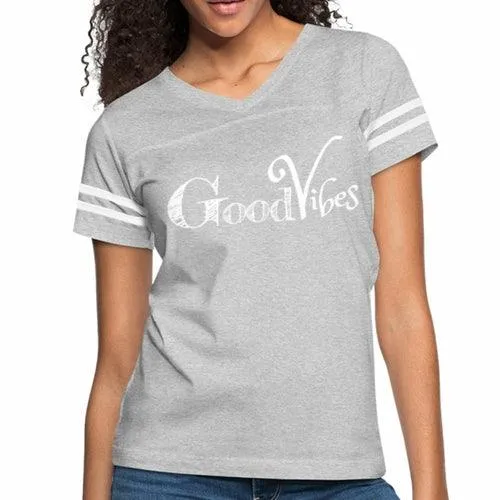 Womens Graphic Vintage Tee, Good Vibes Sport T-shirt