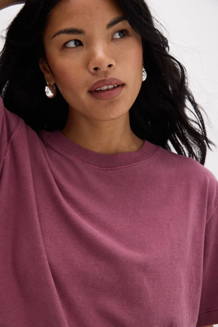 Women's Relaxed Crop Tee - Burgundy
