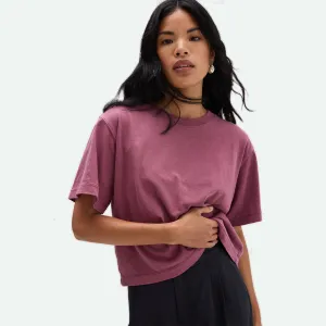Women's Relaxed Crop Tee - Burgundy