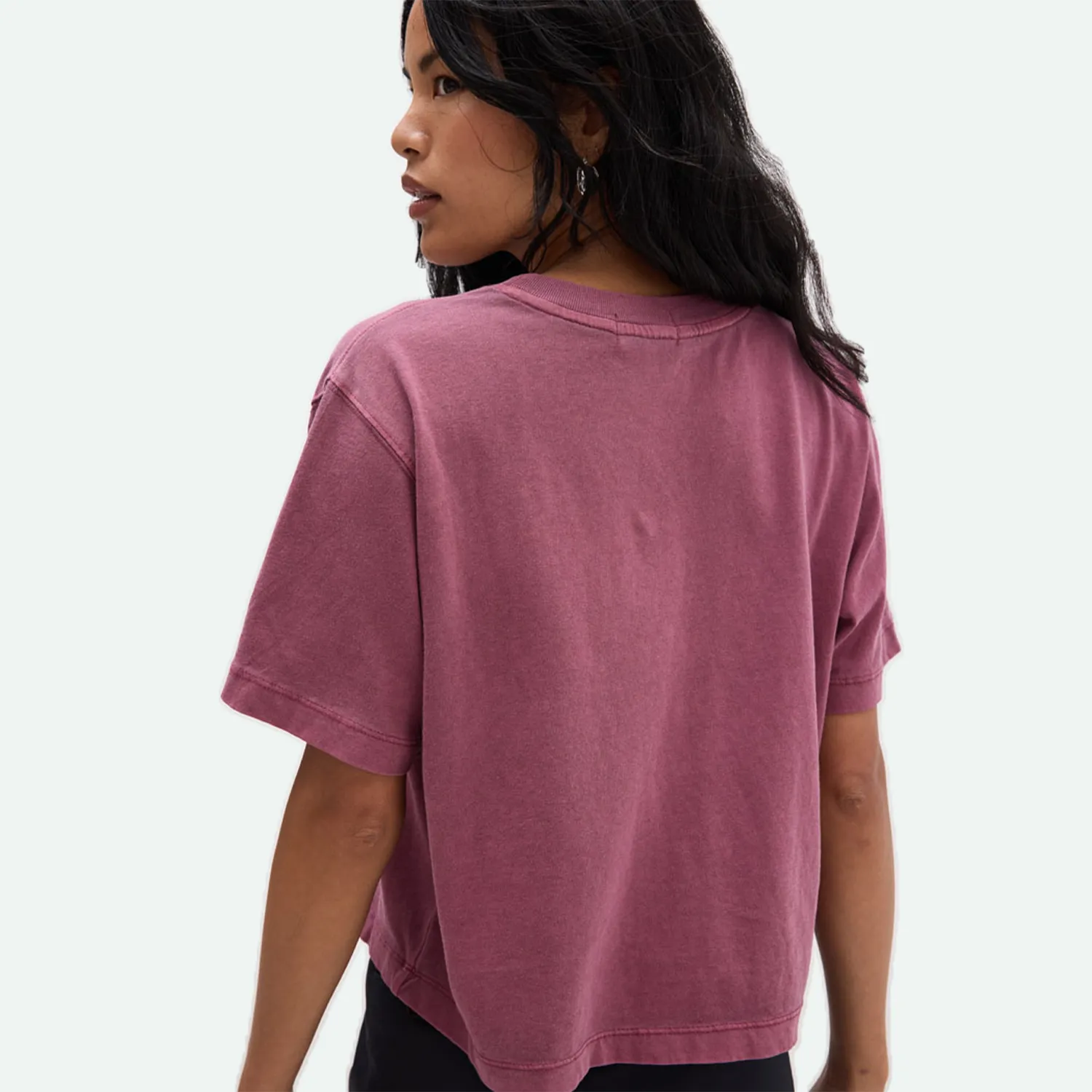 Women's Relaxed Crop Tee - Burgundy
